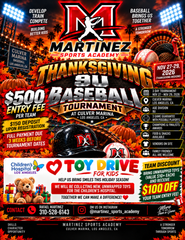 Thanksgiving 9U Baseball Tournament flyer — tournament overview